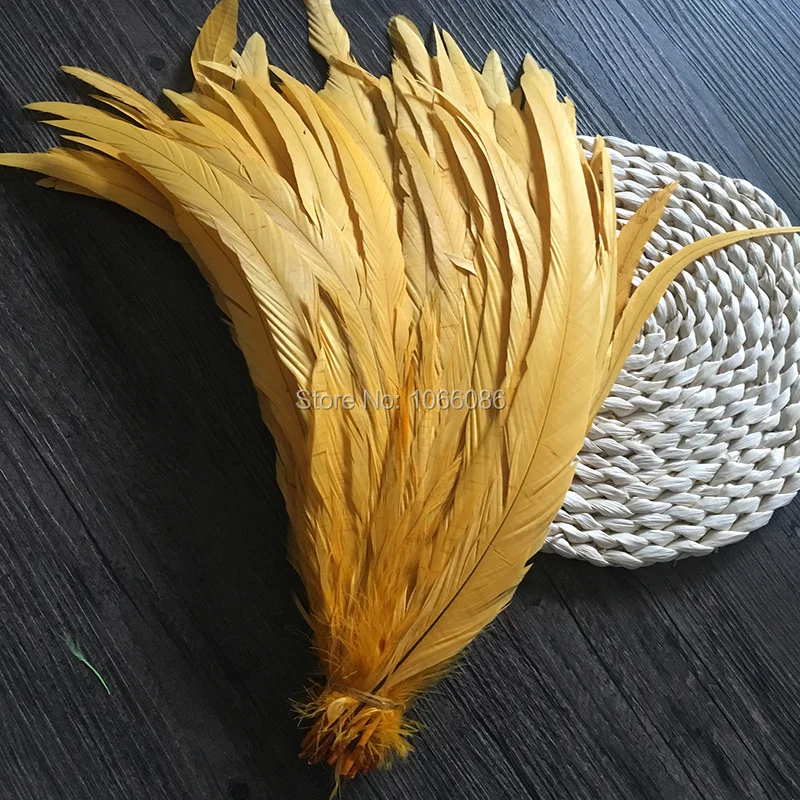 L-Gold yellow 500 шт/партия coque перо позолоченное куриное перо 40-45 см 16-18 дюймов золотое покрытие с перьями из хвоста петуха - Цвет: L-Gold yellow