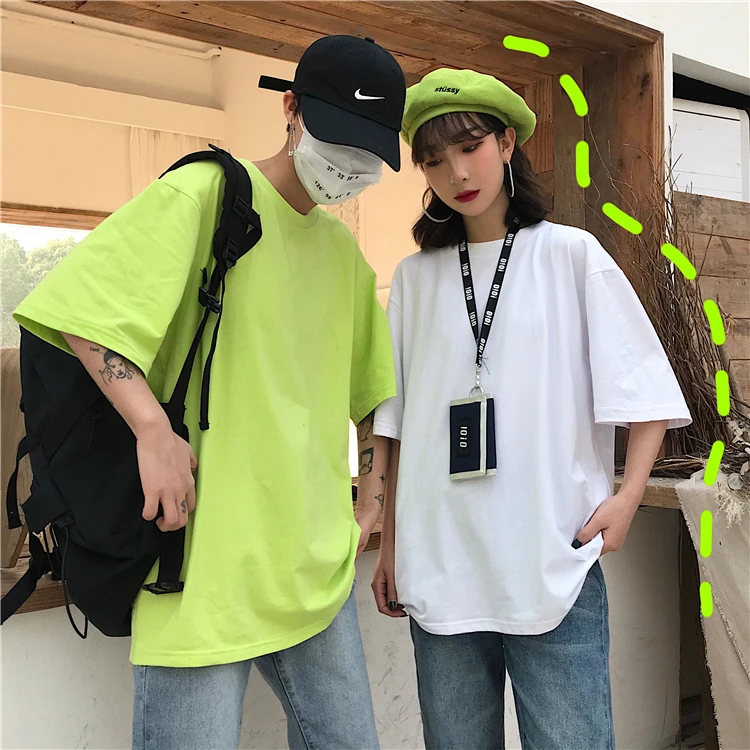 YouGeMan футболка Femme 2019 весна лето женские рубашки корейский Ulzzang Harajuku одноцветная с