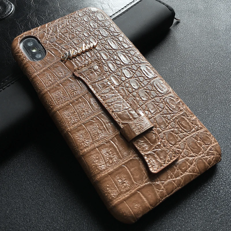 Brown Роскошный чехол из искусственной кожи для iPhone 11 Pro Max 6s 6 7 8 Plus X XS Max XR узор из крокодиловой кожи Ремешок на руку Твердый чехол на заднюю панель чехол s - Цвет: Brown