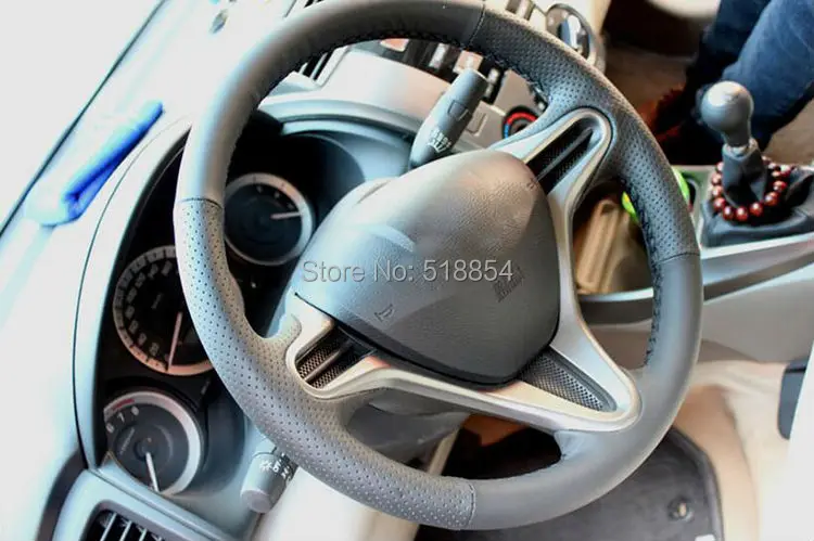 Черный искусственный кожаный чехол рулевого колеса автомобиля для Honda Civic старый Civic 2006-2011