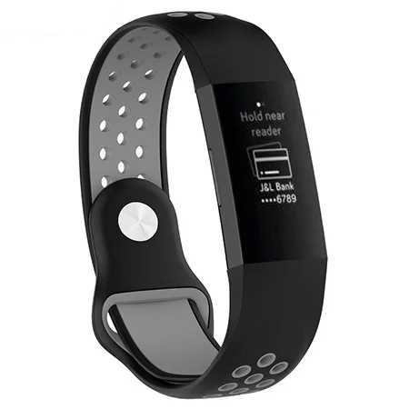 Силиконовый ремешок для наручных часов, ремешок для Fitbit Charge 3 Charge3, умный браслет на запястье, 14 цветов, S/L, для мужчин и женщин, спортивный ремешок для часов - Цвет: black gray