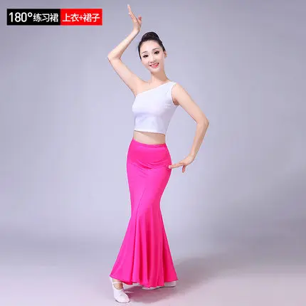 180 pink skirt-shirt Женский комплект одежды для танцев 180-360, женский летний сексуальный танцевальный костюм, юбка фасона "Русалка"+ рубашка, женские юбки - Цвет: 180 pink skirt-shirt