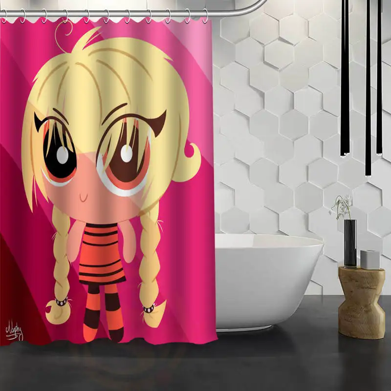 Powerpuff девушки пользовательские занавески для душа водонепроницаемый ткань для ванной Шторка для ванной WJY1.17 - Цвет: Многоцветный