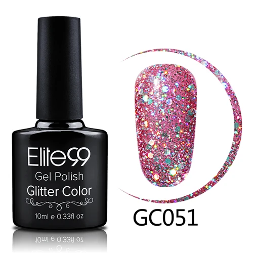 GC051 Elite99, 10 мл, блестящий гель для ногтей с блестками, лак для ногтей, легко отмачивается, Алмазный Гель-лак для ногтей, нужен, машина, стабильная основа, верхнее покрытие, лак для ногтей - Цвет: GC051