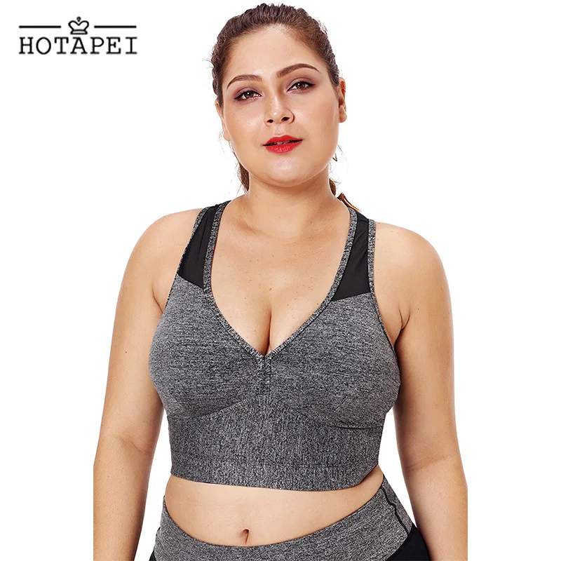 HOTAPEI Fitness Sports Bra Black Sleevelss Racerback Vest Top Plus Size Yoga Bras for Women Padded Running Tank Tops Gym Shirt | Спорт и