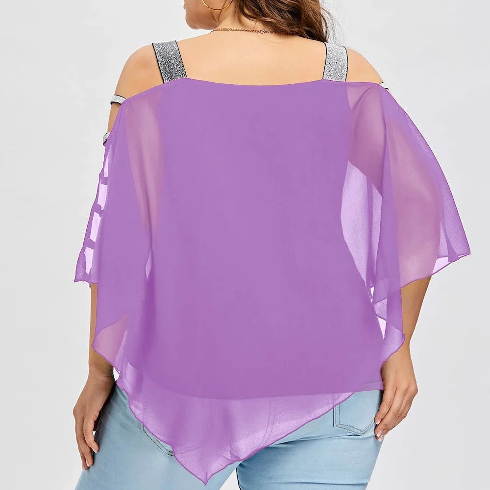 Сексуальная женская блузка, модная, размера плюс, 5 XL, лестничная огранка, асимметричная, без бретелек, топы, большого размера, без бретелек, майка, женская C25