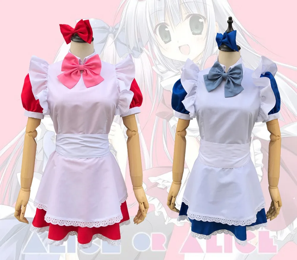 

Anime ALICE or ALICE Twins Airi Rise Pink Blue Maid Cosplay Costume