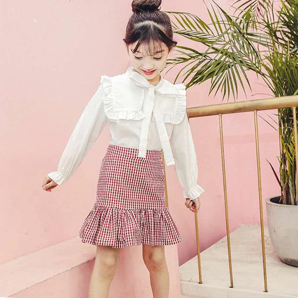 Повседневная модная весенняя Осенняя блузка с длинным рукавом для маленьких