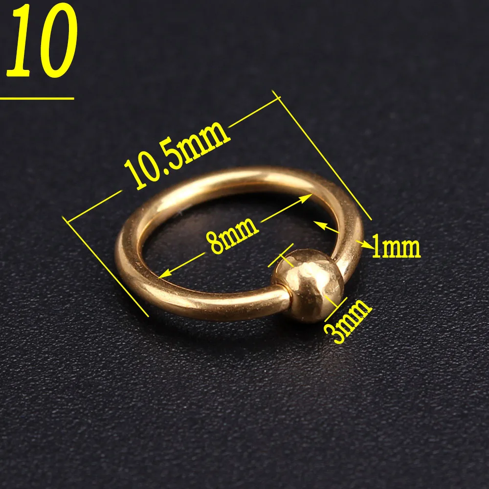 Женское кольцо для пупка Золотое с шариком/конусом/круглым золотым пупком