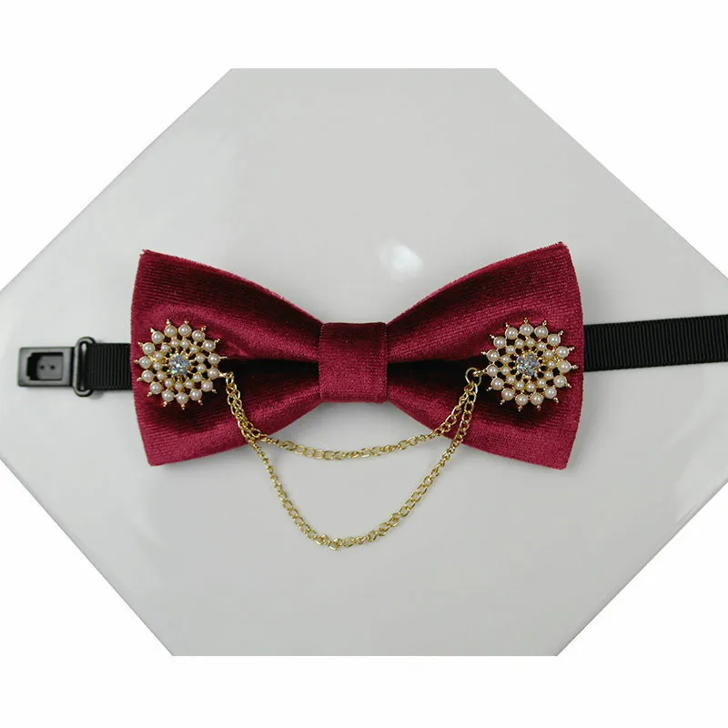 Fashion Necktie Groom Korean Pearl Bow Ties Luxury Wedding Birthday Party toastmaster Gifts Elegant Butterfly Tie | Аксессуары для