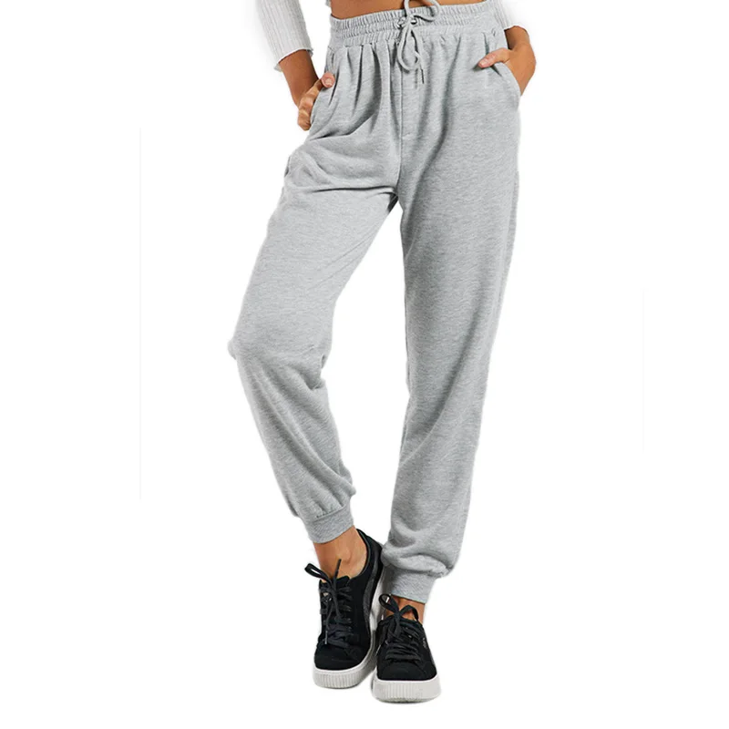 2018 Женская Мода Твердые Цвет Drawstring эластичный пояс Jogger Штаны вязаный пот дамы Повседневное тонкий ноги