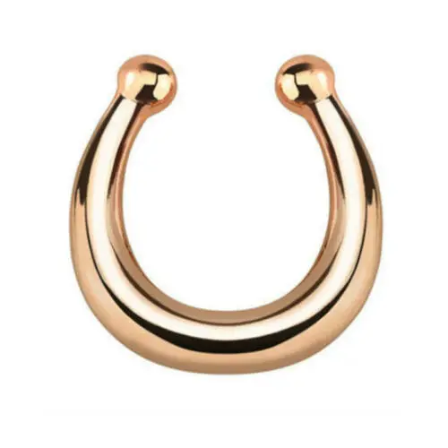 Rose Gold Модные мужские и женские поддельные перегородки клип на кольцо простое кольцо для носа не пирсинг оригинальность Преувеличение Orna мужчины ts - Окраска металла: Rose Gold