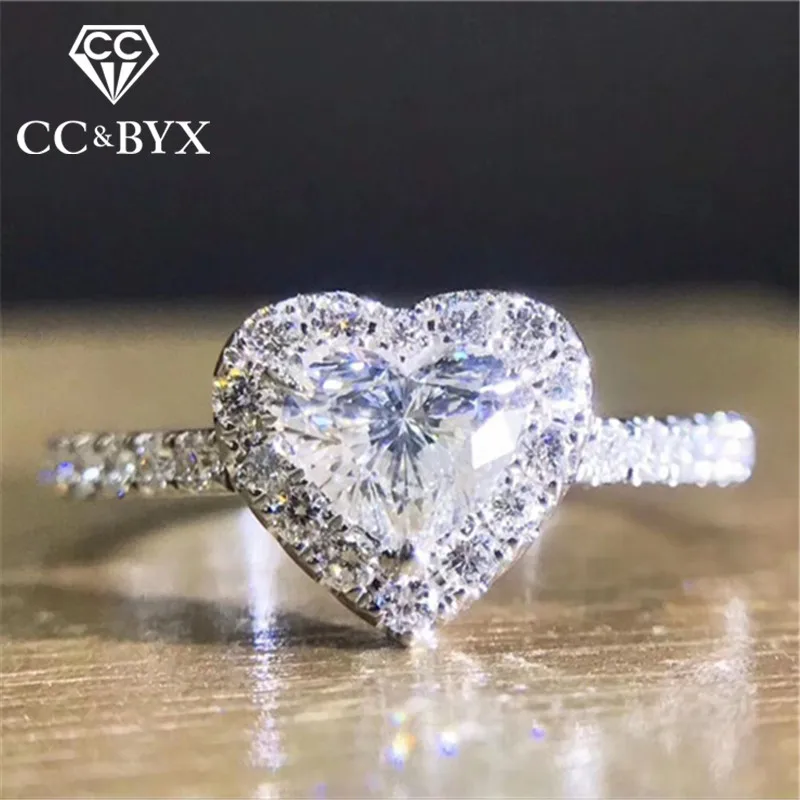 CC модные ювелирные кольца для женщин уникальное Сердце Камень свадебное романтическое кольцо обручальное Bijoux Femme аксессуары