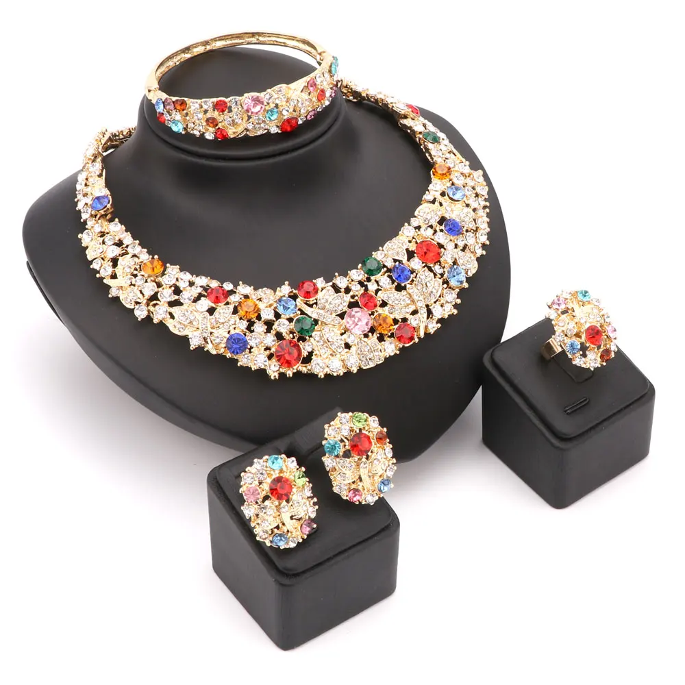 Женские вечерние комплекты ювелирных украшений для свадебных торжеств яркие