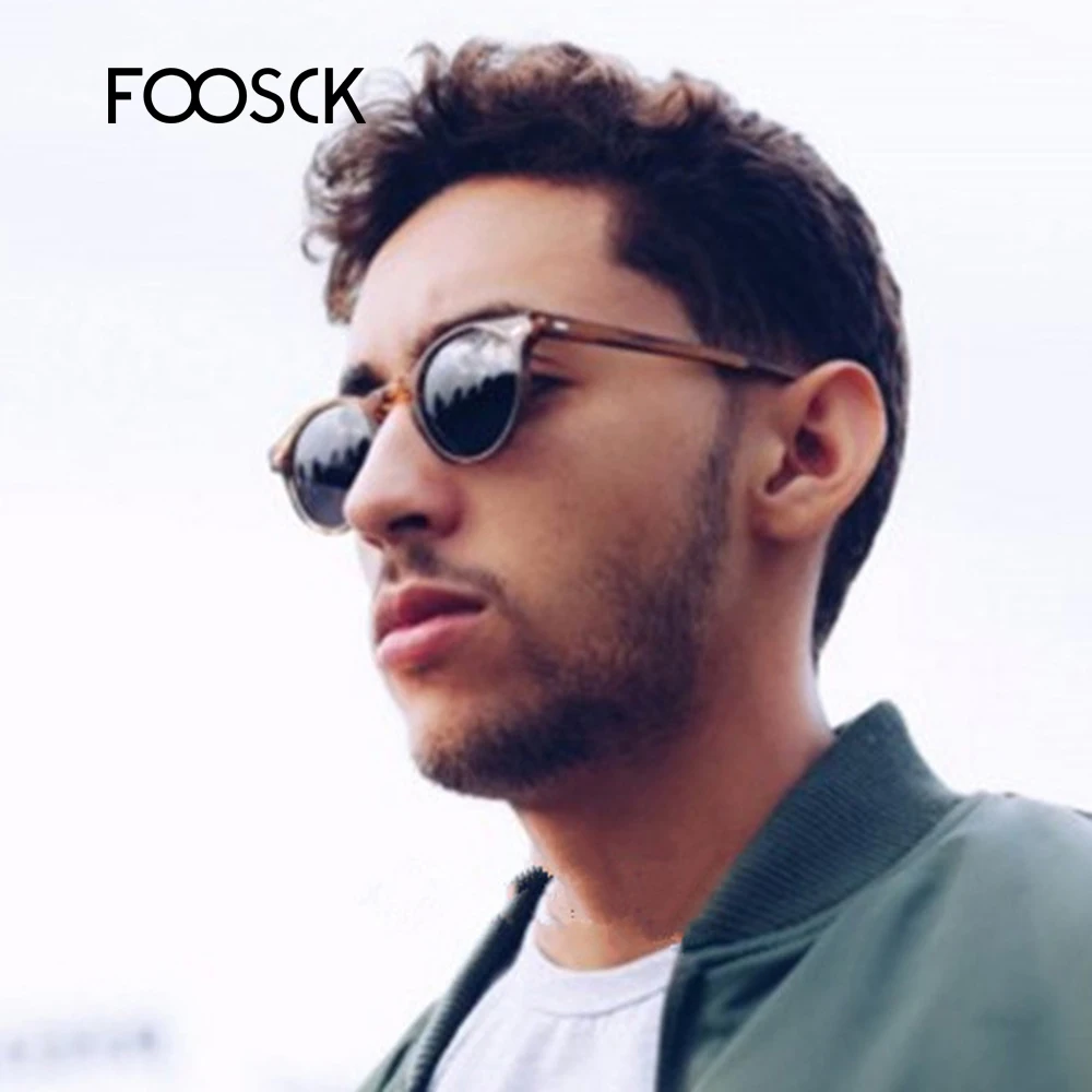 Мужские и женские круглые солнцезащитные очки FOOSCK винтажные дизайнерские в