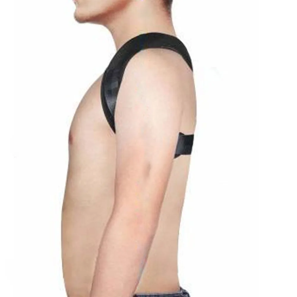 

Unisex Adjustable Back Straightener Support Shoulder Posture Corrector Pain Relief Leather Square Patch Brace Belt Corset