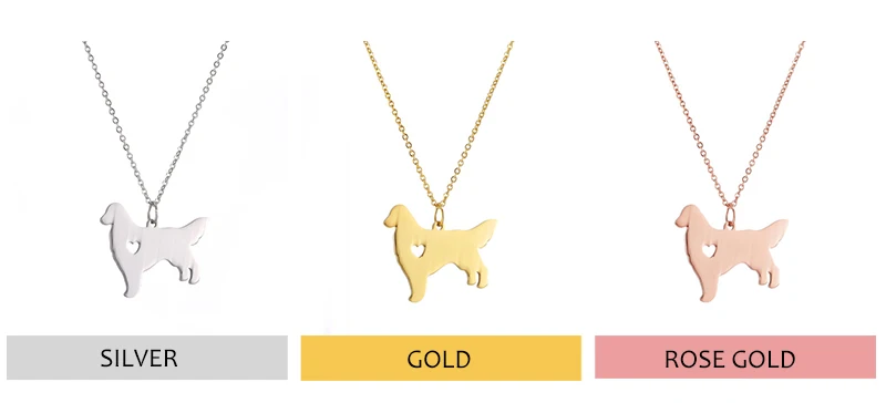 Милая Золотая подвеска "ретривер" ожерелье золотистый Серебристый с розой из нержавеющей стали под заказ имя собаки порода украшение для чокера для домашних животных любителей собак