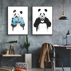 Забавная боксерская панда, животные Бэнкси, Картина на холсте, детская поп-картина на стену, Постер для детской комнаты, домашний декор
