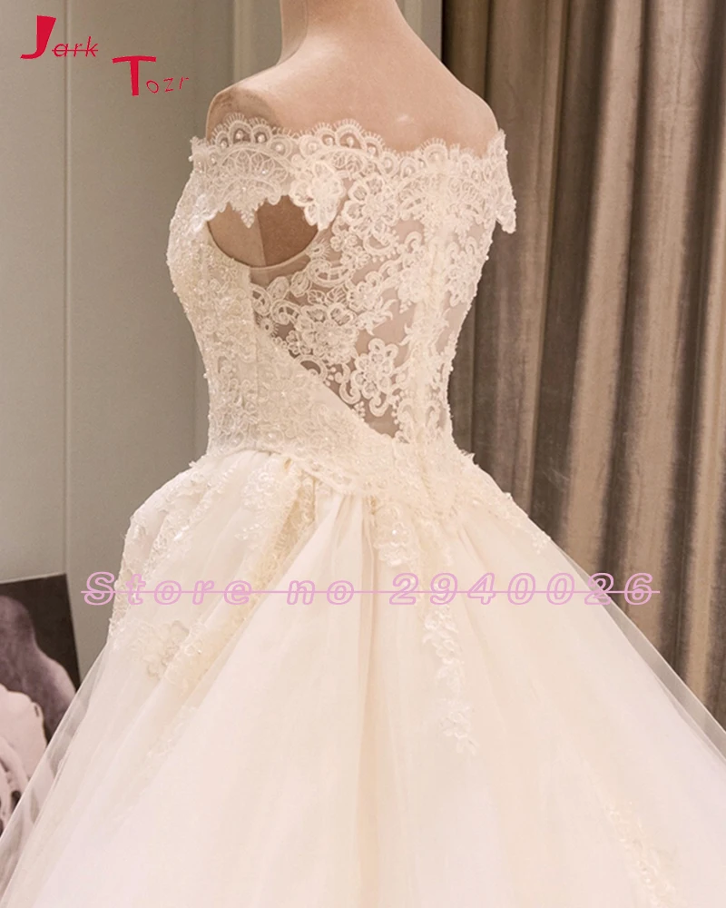 Jark Tozr Vestidos De Noiva лодка средства ухода за кожей Шеи с открытыми плечами Белый Тюль
