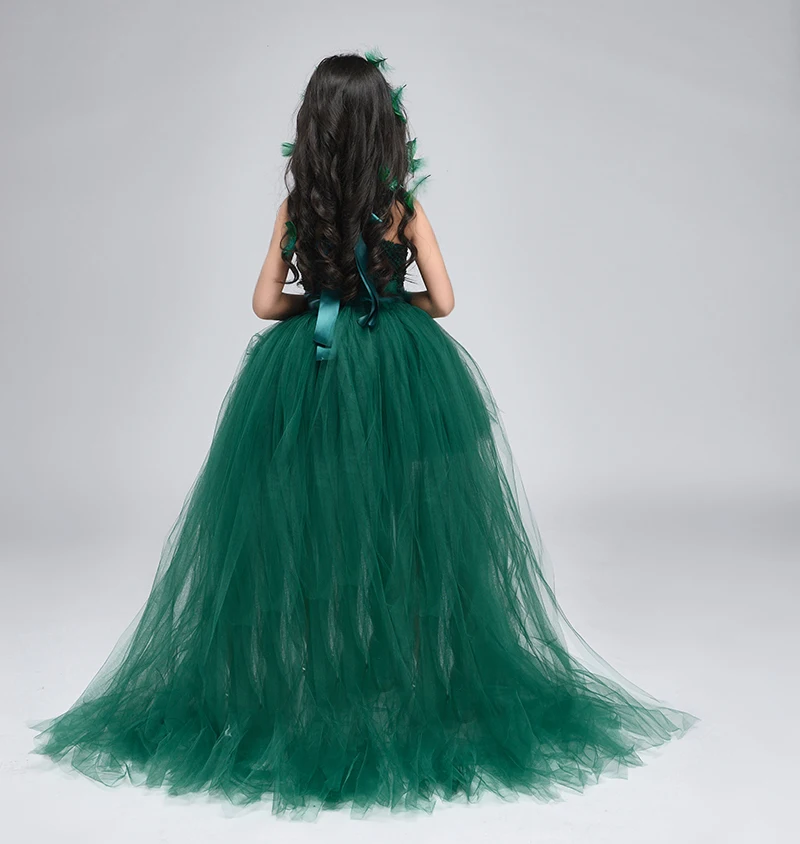 Шикарное зеленое платье-пачка в винтажном стиле для девочек Вечерние Платья с
