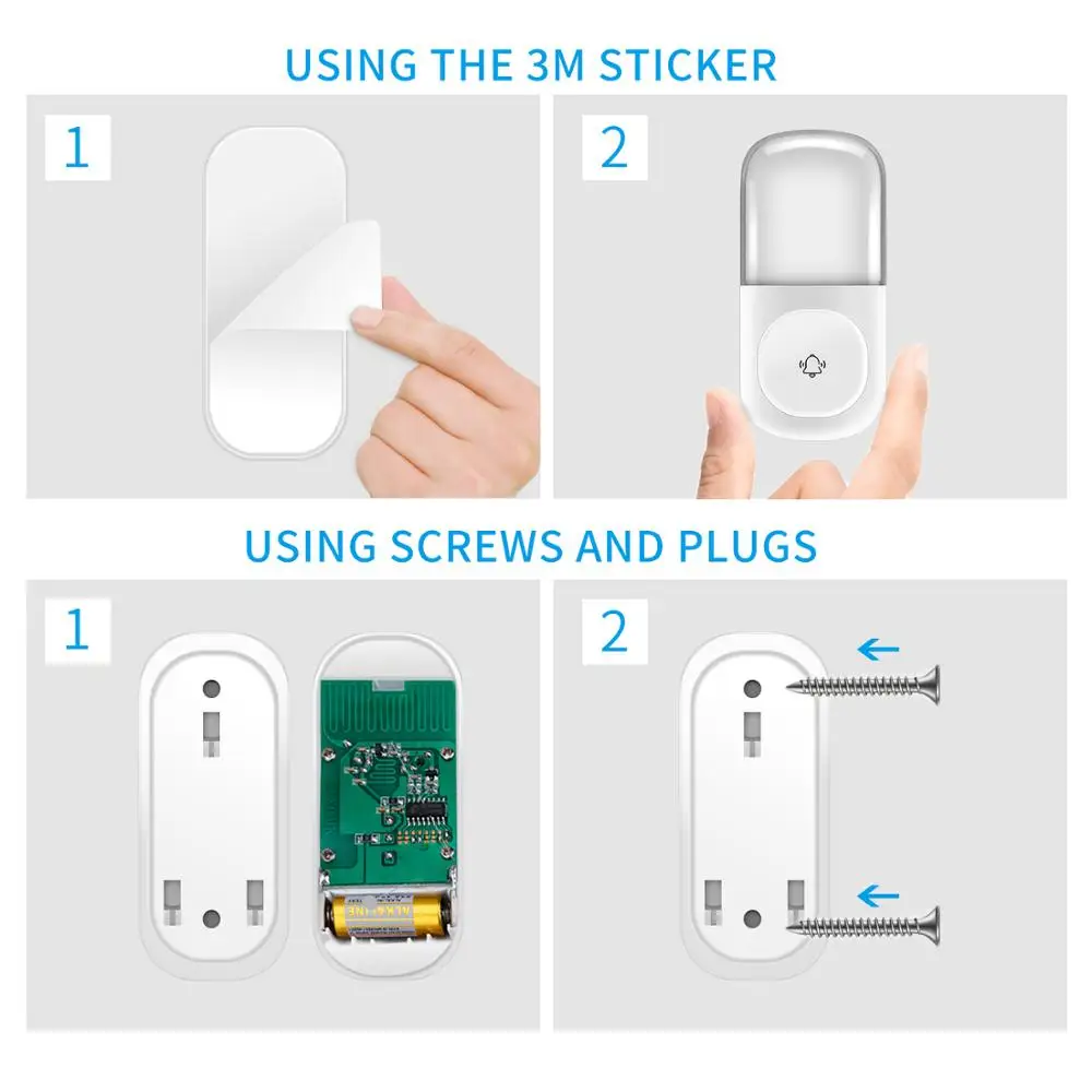 Wireless Doorbell Yiroka Self-Generating Power Door Chime Operating at 500 Feet with Waterproof 58 Chimes 4 Volume | Безопасность и