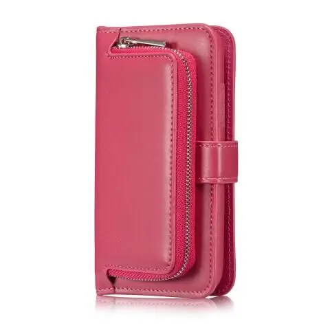 Rose 071 Для iphone 6 6S 7 8 Plus 11 Pro Max magnetic 2 в 1 Многофункциональный слот для карт сумка на молнии для iphone XR XS Max X флип чехол-кошелек - Цвет: Rose 071