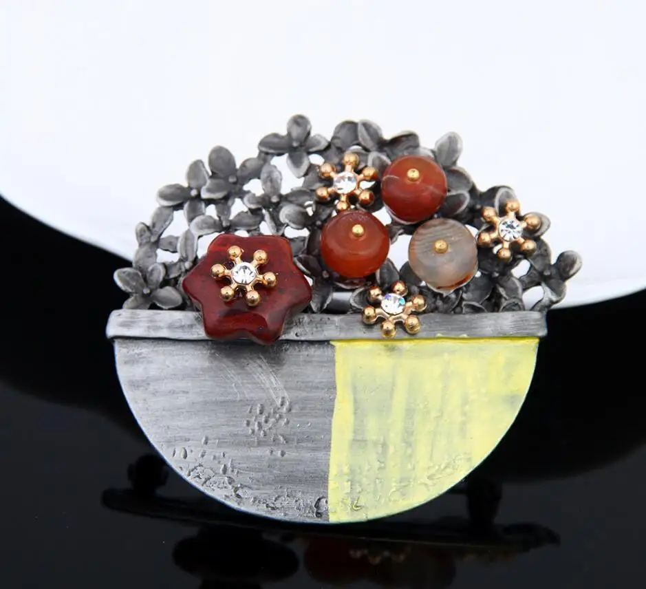 Ancient Tin Bouquet Pendant Flower Pot Charm Stone For DIY Necklace Jewelry | Украшения и аксессуары