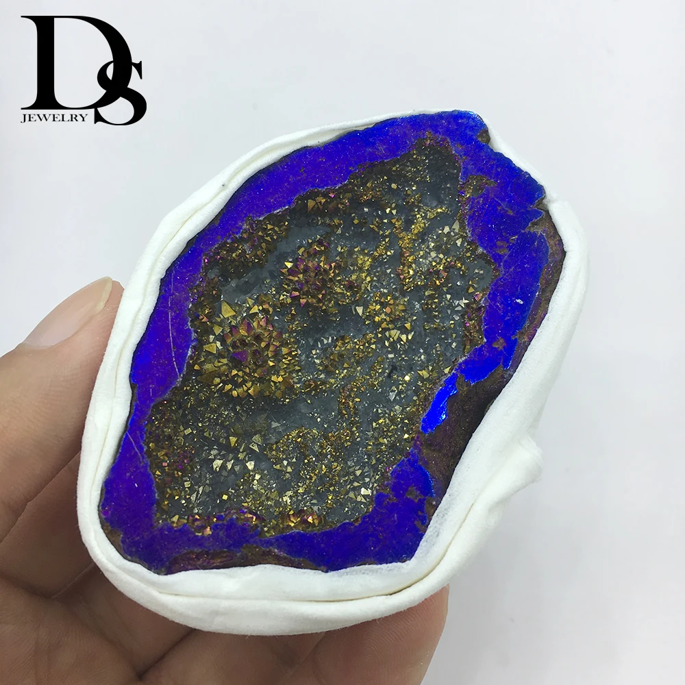 Натуральный агат фрагмент жеоды Drusy Druse кварц гальванический кластер кристалл точки бразильские минералы образец вечерние украшения