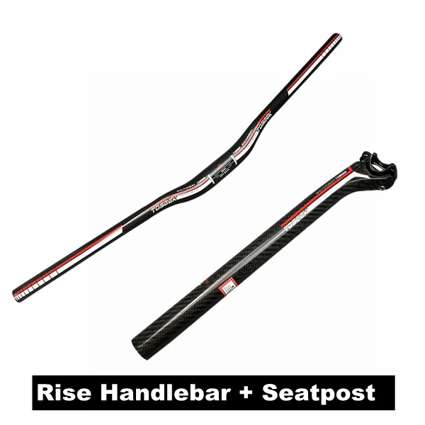 Riser Bar Seatpost TOSEEK красный лаковый 3K Углеродное волокно велосипед MTB Руль набор горный велосипед вынос руля стойка сидения(офсетный 20 мм - Цвет: Riser Bar Seatpost