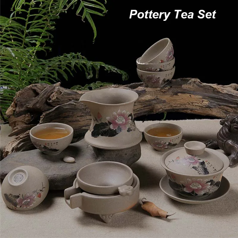 Чайный набор BORREY из фарфоровой керамики чайный Gaiwan расписанный вручную