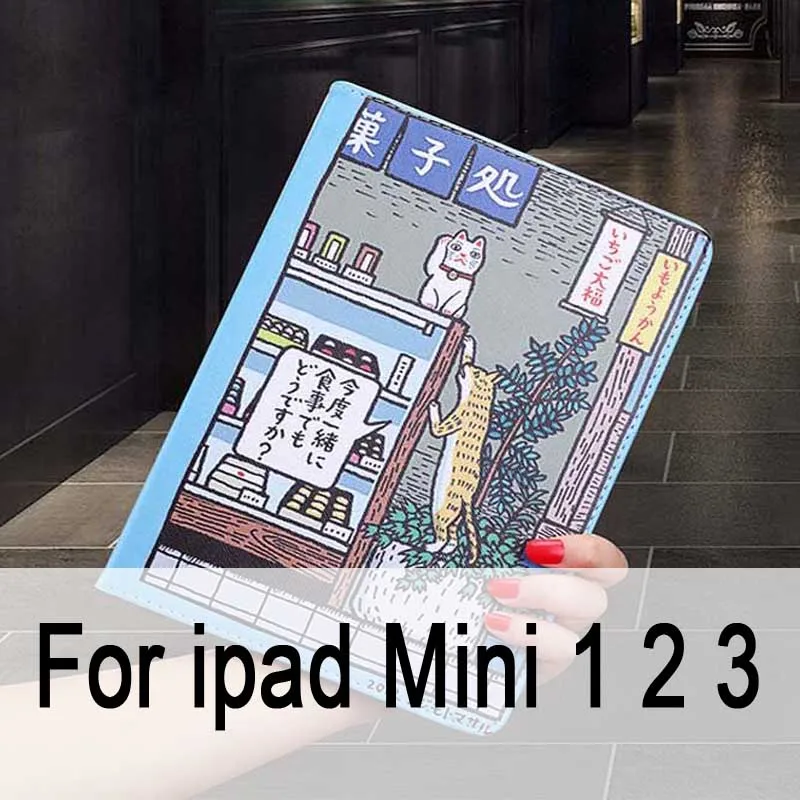 Mini 1 2 3 Защитный чехол для планшета для Ipad Mini 1 2 3 откидной смарт-чехол-подставка из искусственной кожи с милым рисунком кота для iPad mini 4 - Цвет: Mini 1 2 3