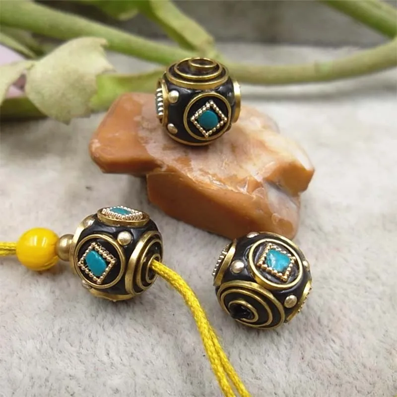 5 шт./лот винтажные Непальские медные металлические бусины с шармами 12x13 мм