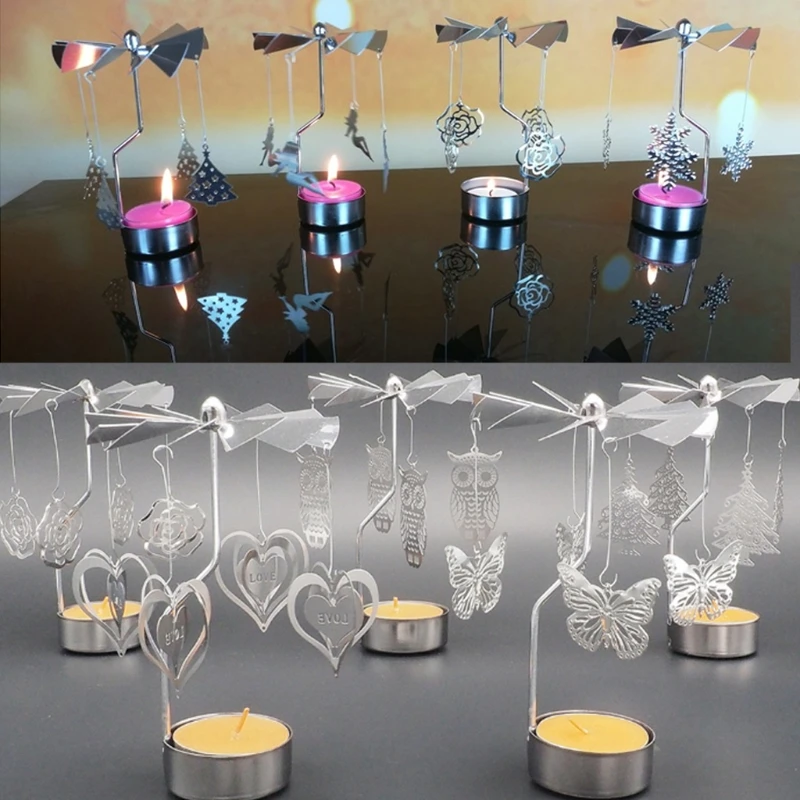 Newest Rotary Spinning Tealight Candle Metal Tea Light Holder Carousel Home Gift | Дом и сад