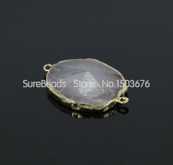 Wholesale!5pcs/lot Gold Plated Double Edged Nature Clear White Quartz Charms Pendant Cut Raw Crystal Slabs Necklace | Украшения и