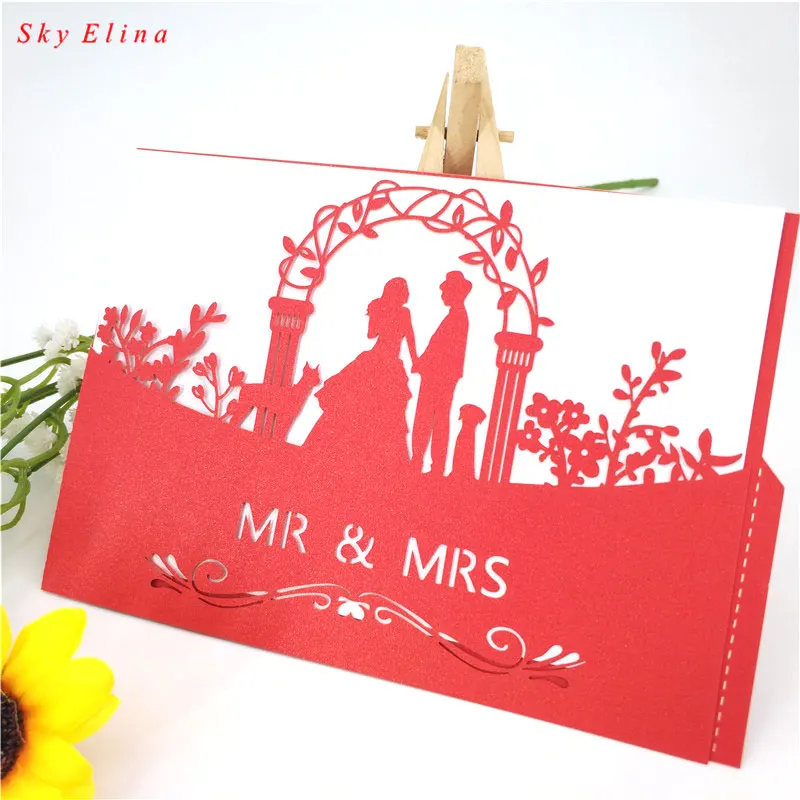 1 шт. розовый белый красный лазерная вырезка свадебные приглашения открытка