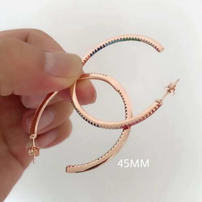 Модные радужные серьги кольца для девочек великолепные розового золота шикарные