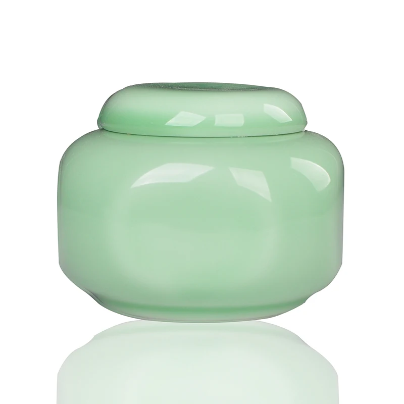Керамическая чайная банка 50 грамм Caddy Jingdezhen Celadon нефритовый фарфор зеленый белый
