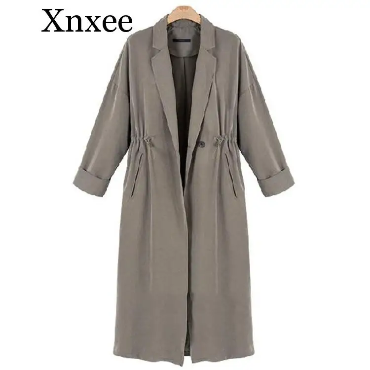Xnxee Casual Office Lady Designer Women Spring Trench Coat 2018 Loose Full Sleeve European Windbreaker Long Autum Streetwear | Женская