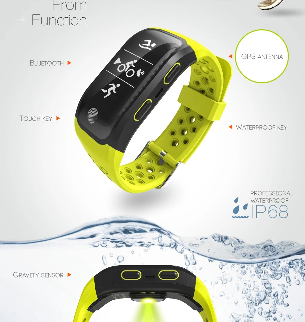 UHOOFIT Bluetooth Смарт-браслет S908 спортивный шагомер gps высота Водонепроницаемый для плавания, Браслет-измеритель пульса для IOS и Android