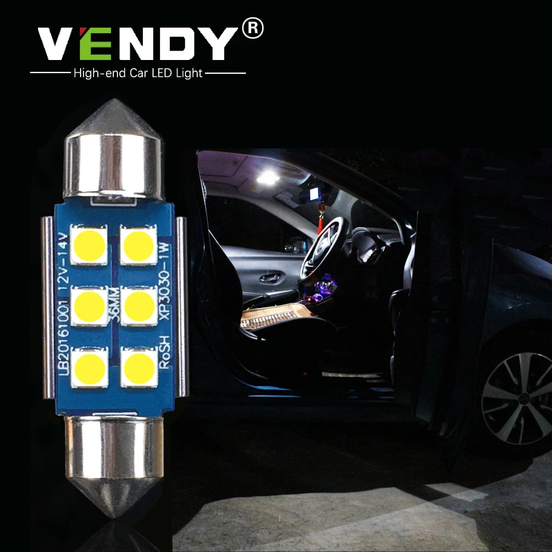 

VENDY 1pcs Festoon 31mm 36mm 39mm 41mm C5W C10W Car LED Map Dome Trunk License Plate Lights Canbus Lamp Auto Interior Bulbs 12V