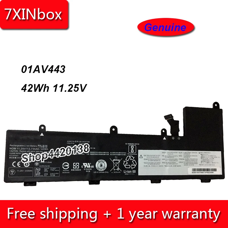 7xinbox 42Wh 3735mAh 11 25 V подлинный 01AV443 01AV442 00WH043 SB10K97596 Аккумулятор для ноутбука Lenovo Yoga 11E