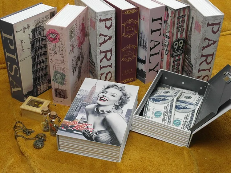Книга Сейф для хранения денег коробка для наличных ювелирных изделий большой металлический Копилка замок Сейф Коробка SB-C