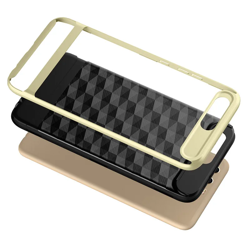 Luxury Geometric Brushed PC + TPU Hybrid Shockproof Rugged Armor Phone Back Case For HUAWEI P10 Plus/ / Lite Matte Cover |