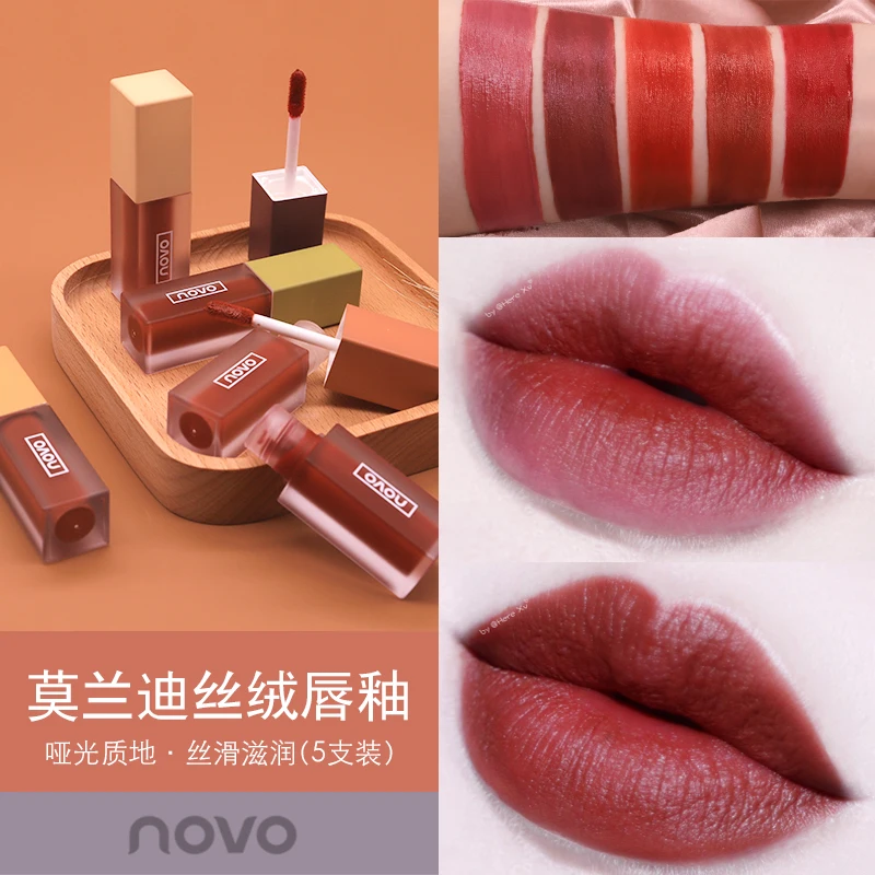 NOVO красный бархатный блеск для губ матовый 5 шт./компл. блестящая помада