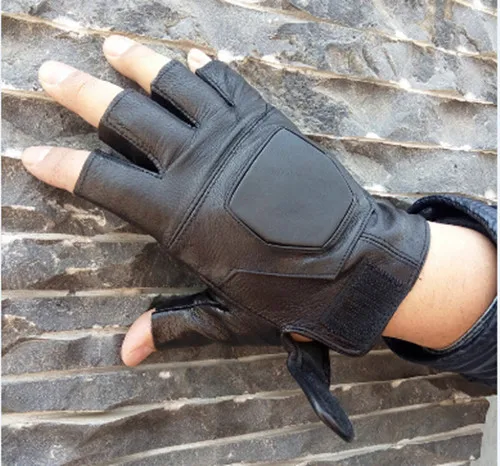 Genuine Leather BACHASH козья кожа высокого качества, черные перчатки, Нескользящие с наручными упражнениями, Твердые перчатки гантели - Цвет: Genuine Leather