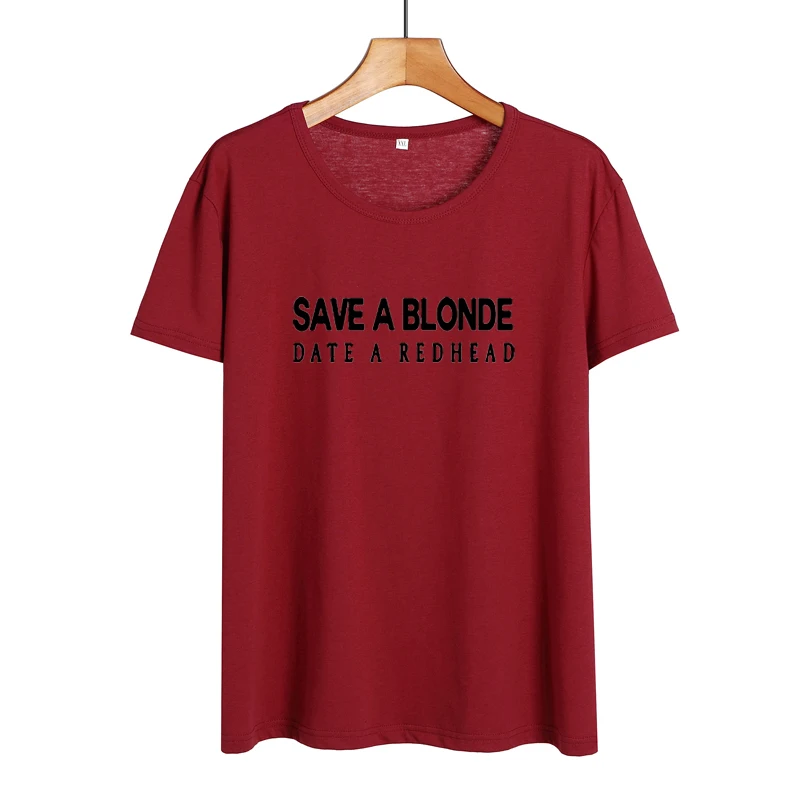 Футболка с надписью Save A Blonde Date RED вдохновляющая Феминистская черно белая