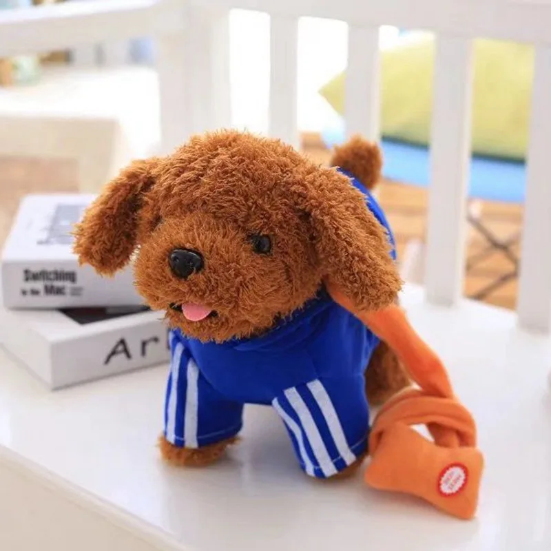 Собака робот электронная собака игрушки плюшевый питомец игрушка Тедди поводок