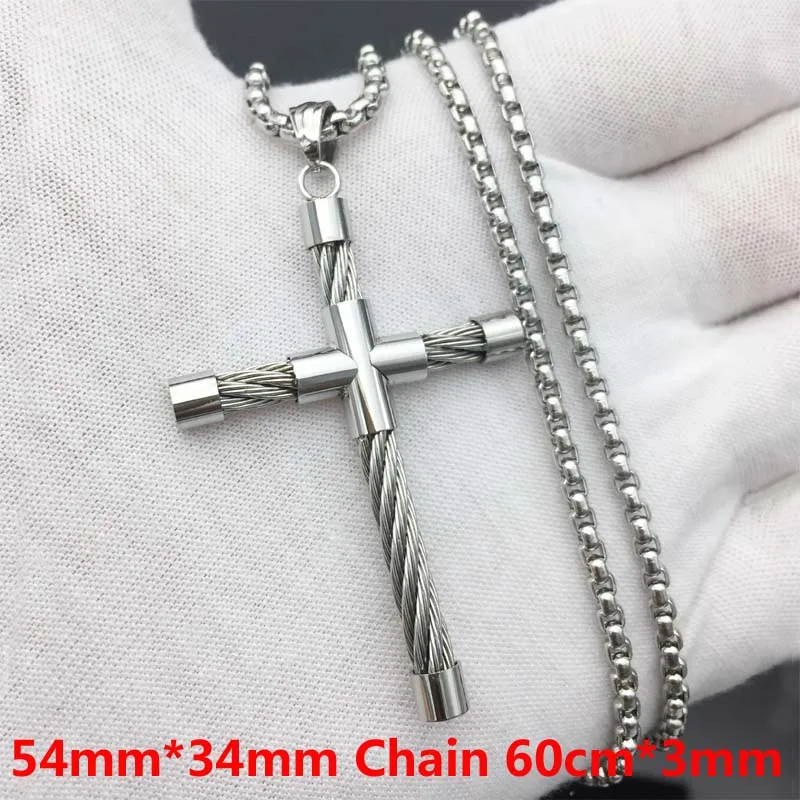 silverwire Модное мужское золотое/серебряное ожерелье из нержавеющей стали с кулоном в виде креста с 24 дюймовым византийским кулоном - Окраска металла: silverwire