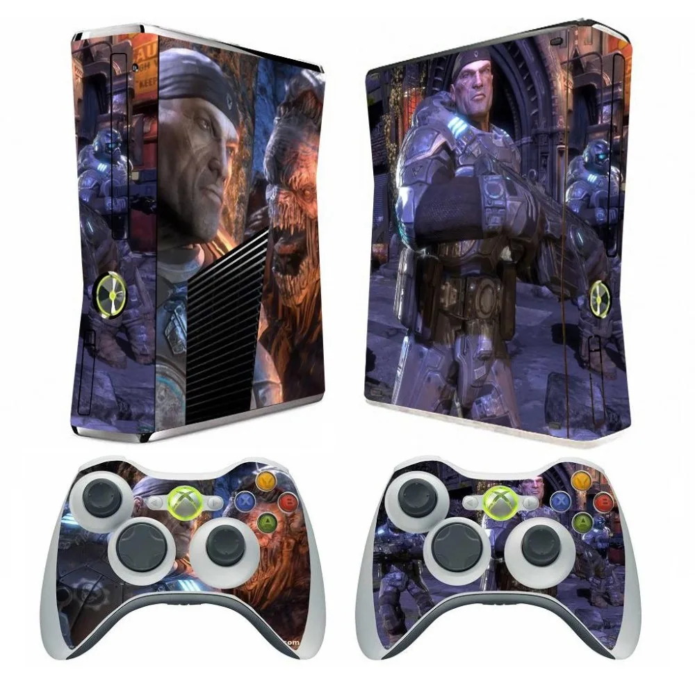 026 виниловые наклейки для кожи Microsoft Xbox 360 Slim и 2 контроллера XBOX360 SLIM|gear sticker|gears of