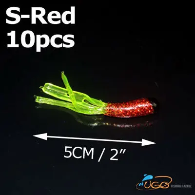 10pcs Sred 10 шт в упаковке, новая мягкая трубка дергающаяся Рыбная приманка 5 см длина бас форель, щука для доставки прикорма и оснастки зеленый синий и красный цвета оранжевый серебряные трубы черви - Цвет: 10pcs Sred